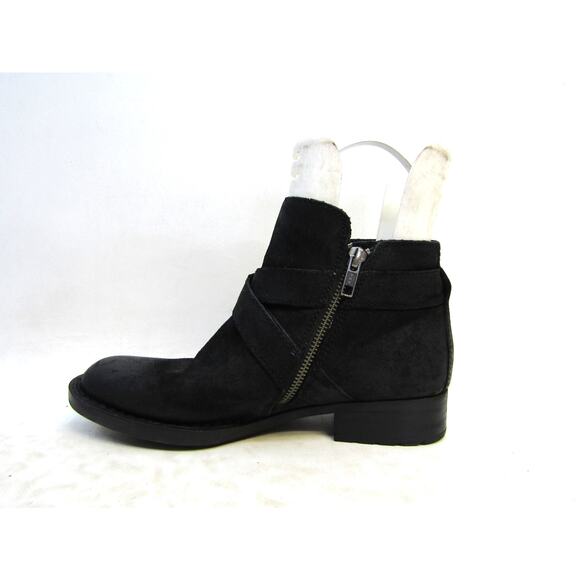 Born Size 8 M Black Leather Zip Buckle Ankle Fashion Boots Bootie - Picture 2 of 11